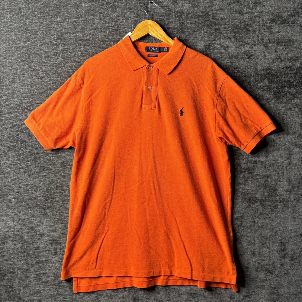 Polo Ralph Lauren Mens XL Orange Classic Fit Short Sleeve Pique Polo Shirt